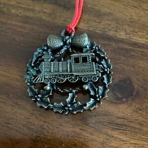 Pewter train Christmas tree ornament